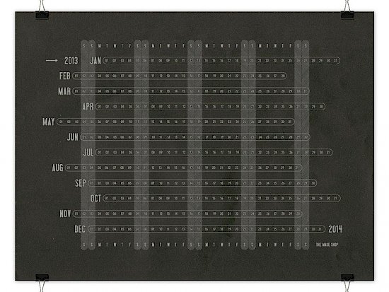 Linear Letterpress Calendar 2013